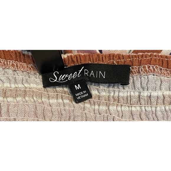 Sweet Rain Linen Blend Pink Stripe Jumpsuit Women's Medium Sweetheart Smocked - Picture 8 of 8